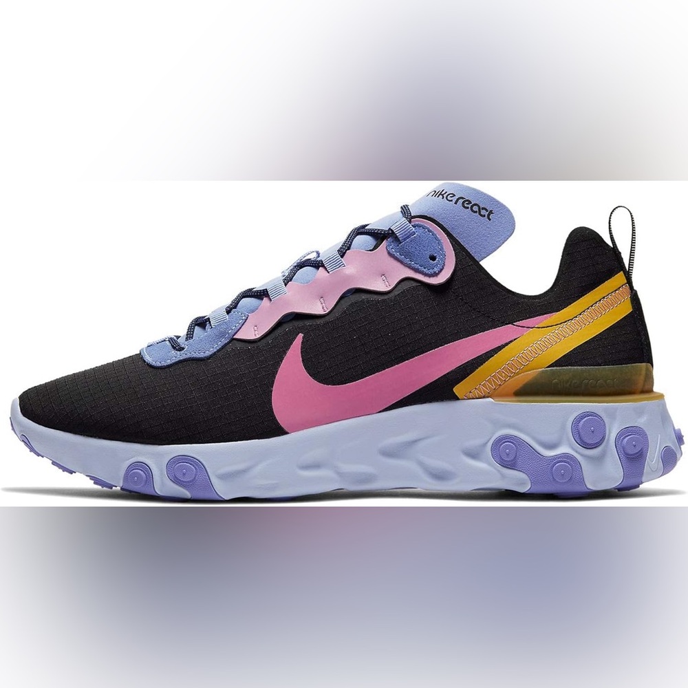 Nike React Element 55 Premium trainers in black/pink m9 / w10.5